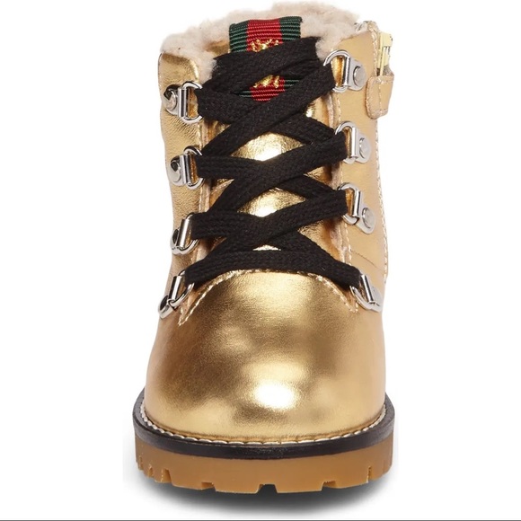 🔥GUCCI🔥 Kids Jonathan Faux Fur Metallic Boot - Picture 7 of 11